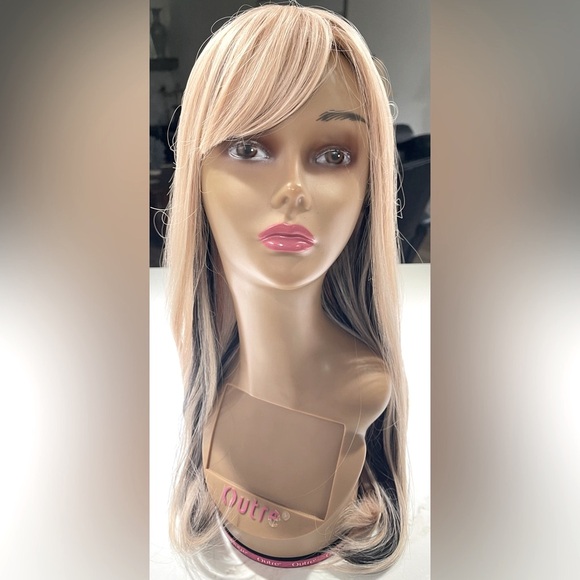 HAIR, 25” straight, layers, swoop bangs, blonde with black underneath. - Picture 1 of 10